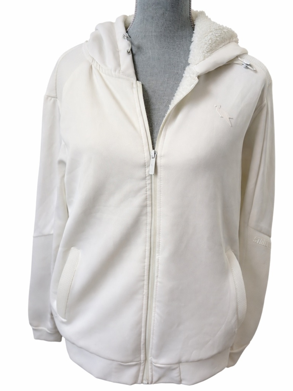 Stone Falcon Sherpa Lined Zip Hoodie Jacket White XL Cozy Fleece Athleisure